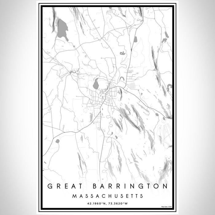 Great Barrington Massachusetts Map Print Portrait Orientation in Classic Style With Shaded Background