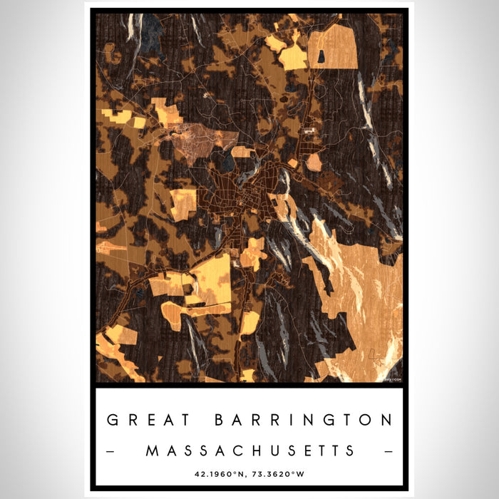 Great Barrington Massachusetts Map Print Portrait Orientation in Ember Style With Shaded Background