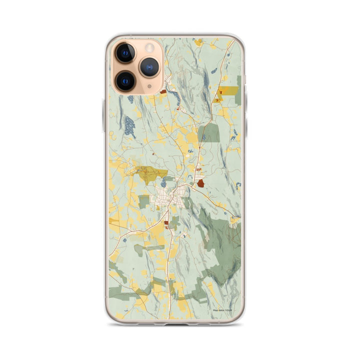 Custom iPhone 11 Pro Max Great Barrington Massachusetts Map Phone Case in Woodblock