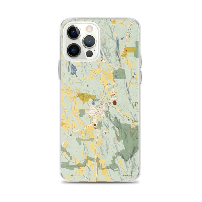 Custom iPhone 12 Pro Max Great Barrington Massachusetts Map Phone Case in Woodblock