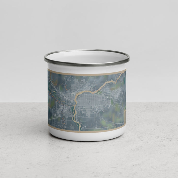 Front View Custom Great Falls Montana Map Enamel Mug in Afternoon