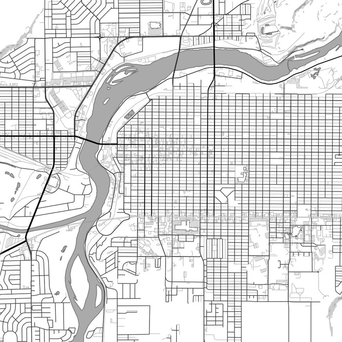 Great Falls Montana Map Print in Classic Style Zoomed In Close Up Showing Details