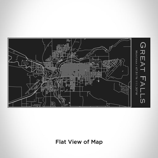 Rendered View of Great Falls Montana Map Engraving on 17oz Stainless Steel Insulated Cola Bottle in Black