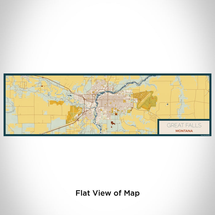 Flat View of Map Custom Great Falls Montana Map Enamel Mug in Woodblock