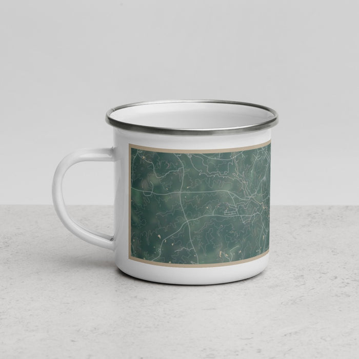 Left View Custom Great Falls South Carolina Map Enamel Mug in Afternoon