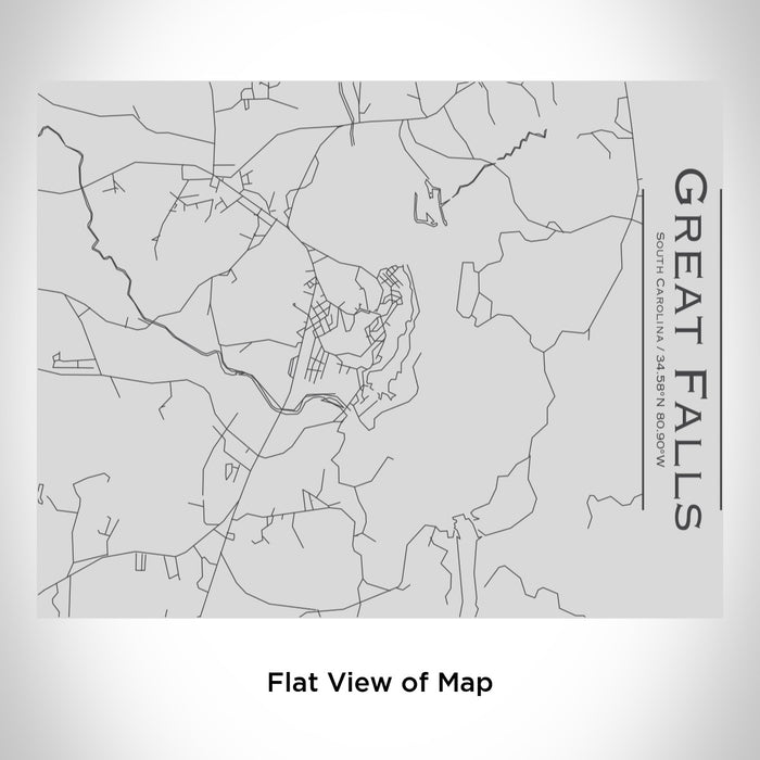 Rendered View of Great Falls South Carolina Map Engraving on 20oz Stainless Steel Insulated Bottle with Bamboo Top