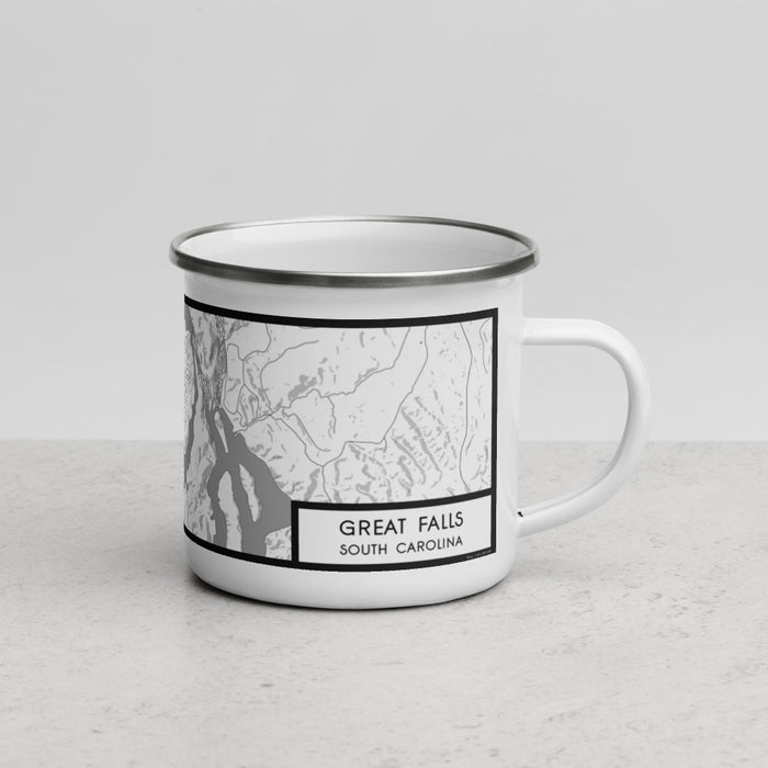 Right View Custom Great Falls South Carolina Map Enamel Mug in Classic