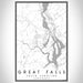 Great Falls South Carolina Map Print Portrait Orientation in Classic Style With Shaded Background
