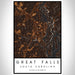 Great Falls South Carolina Map Print Portrait Orientation in Ember Style With Shaded Background