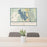 24x36 Great Salt Lake Utah Map Print Lanscape Orientation in Woodblock Style Behind 2 Chairs Table and Potted Plant