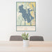 24x36 Great Salt Lake Utah Map Print Portrait Orientation in Woodblock Style Behind 2 Chairs Table and Potted Plant
