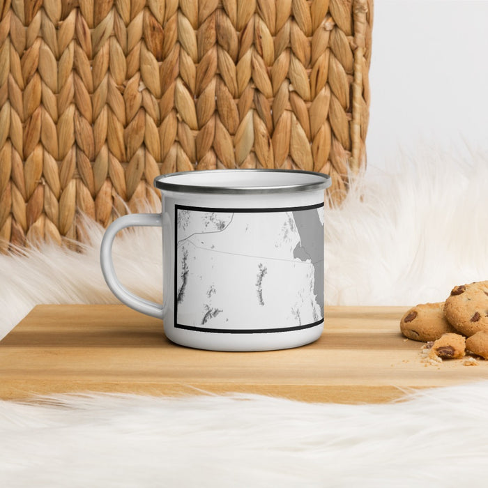 Left View Custom Great Salt Lake Utah Map Enamel Mug in Classic on Table Top