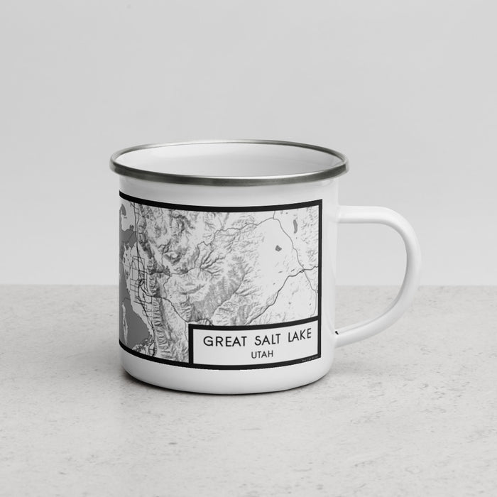 Right View Custom Great Salt Lake Utah Map Enamel Mug in Classic