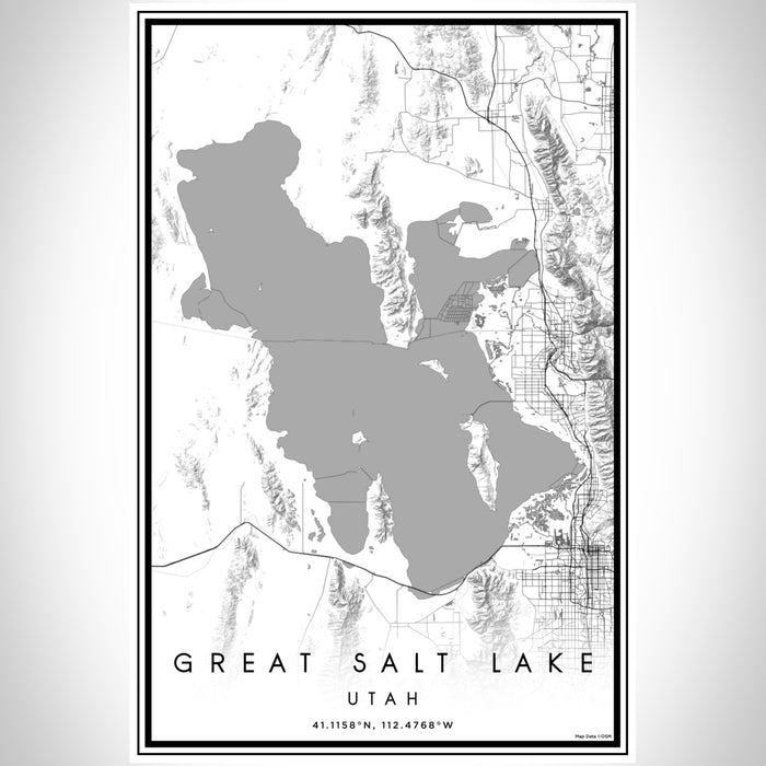 Great Salt Lake Utah Map Print Portrait Orientation in Classic Style With Shaded Background