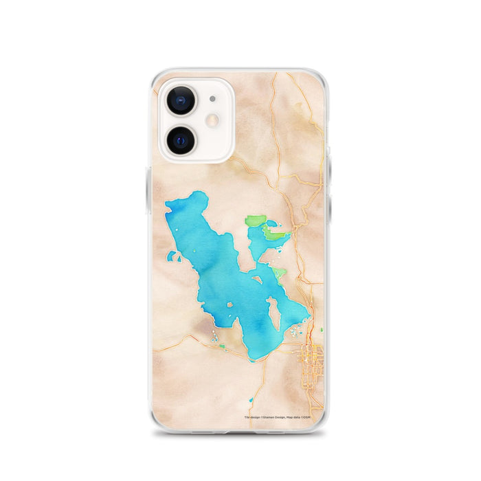 Custom iPhone 12 Great Salt Lake Utah Map Phone Case in Watercolor