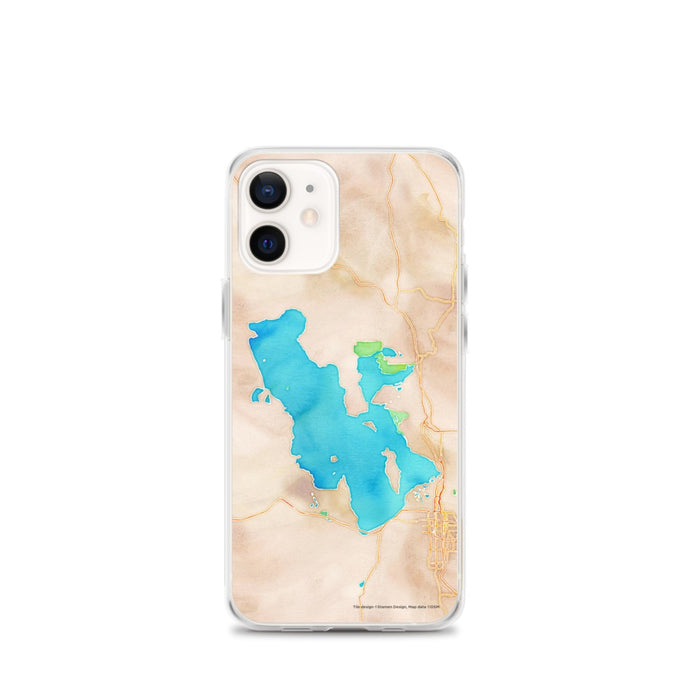 Custom iPhone 12 mini Great Salt Lake Utah Map Phone Case in Watercolor