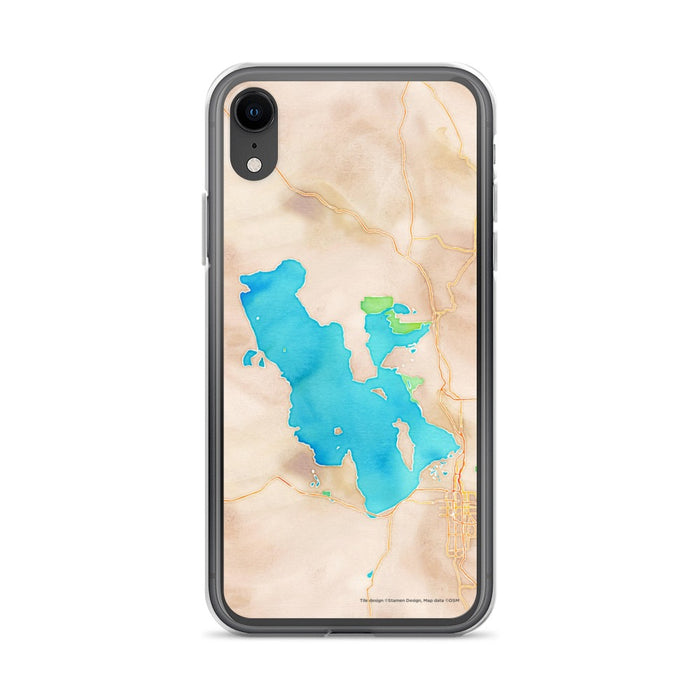 Custom iPhone XR Great Salt Lake Utah Map Phone Case in Watercolor