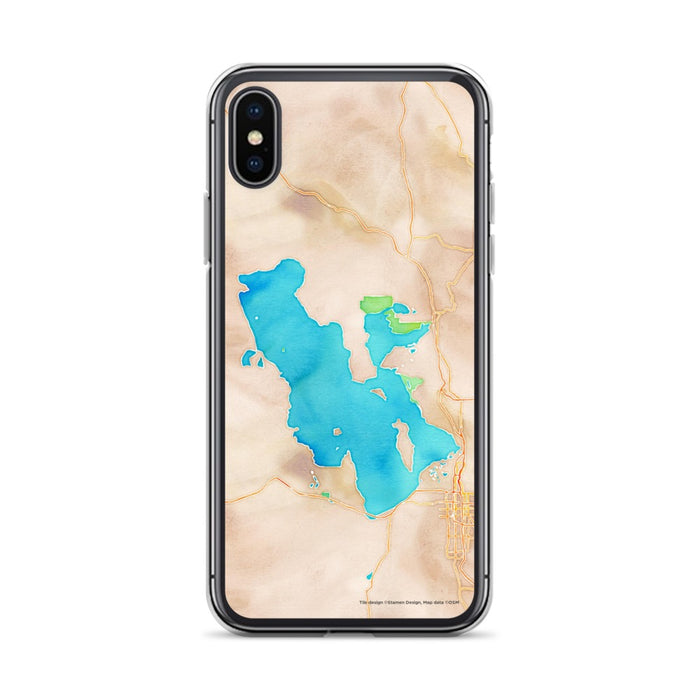 Custom iPhone X/XS Great Salt Lake Utah Map Phone Case in Watercolor