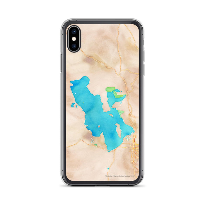 Custom iPhone XS Max Great Salt Lake Utah Map Phone Case in Watercolor