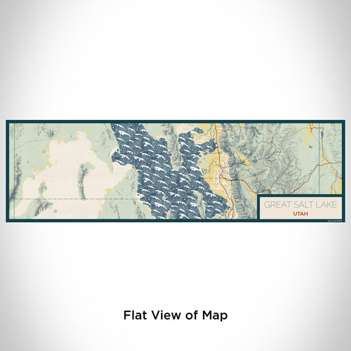 Flat View of Map Custom Great Salt Lake Utah Map Enamel Mug in Woodblock