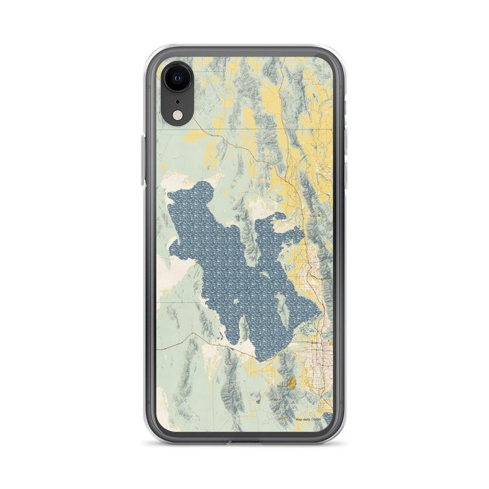 Custom iPhone XR Great Salt Lake Utah Map Phone Case in Woodblock