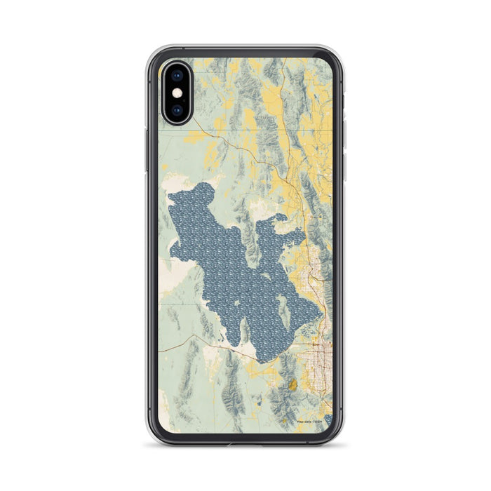 Custom iPhone XS Max Great Salt Lake Utah Map Phone Case in Woodblock