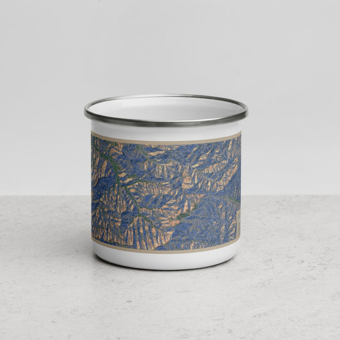 Front View Custom Great Smoky Mountains National Park Map Enamel Mug in Afternoon