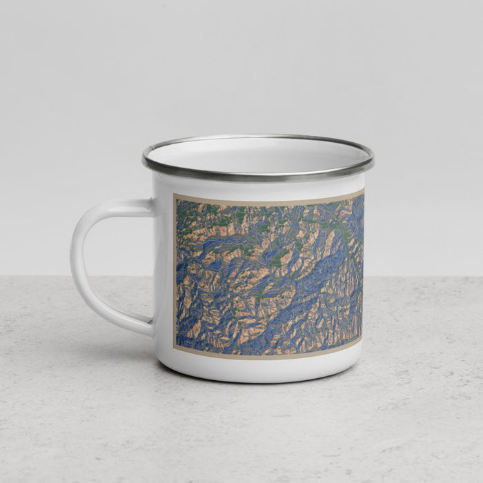 Left View Custom Great Smoky Mountains National Park Map Enamel Mug in Afternoon