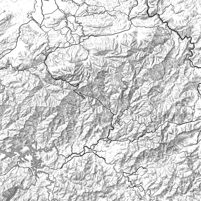 Great Smoky Mountains National Park Map Print in Classic Style Zoomed In Close Up Showing Details