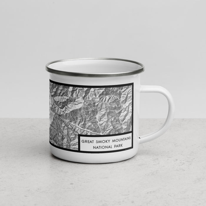 Right View Custom Great Smoky Mountains National Park Map Enamel Mug in Classic