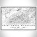 Great Smoky Mountains National Park Map Print Landscape Orientation in Classic Style With Shaded Background