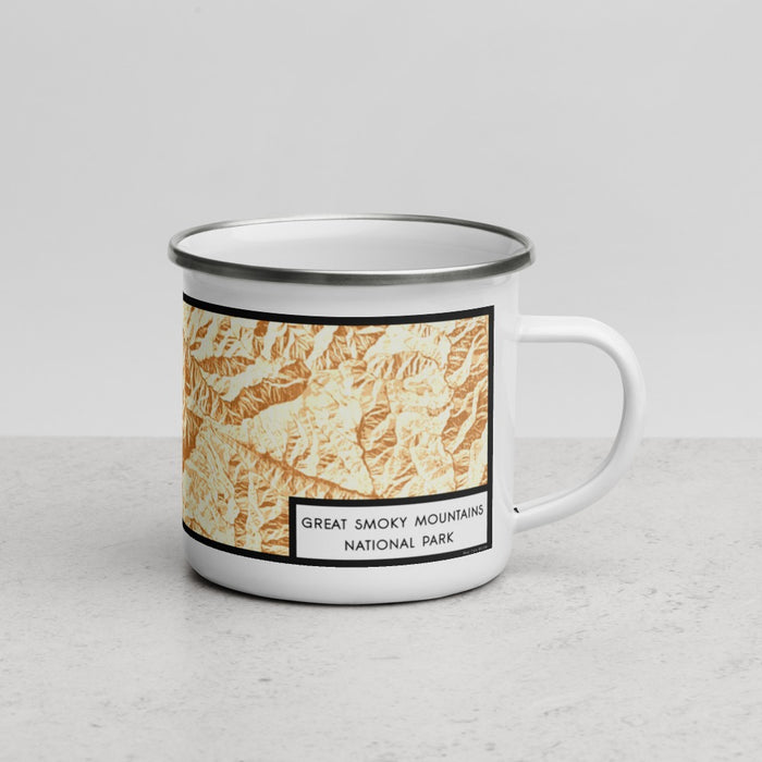 Right View Custom Great Smoky Mountains National Park Map Enamel Mug in Ember
