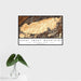 16x24 Great Smoky Mountains National Park Map Print Landscape Orientation in Ember Style With Tropical Plant Leaves in Water