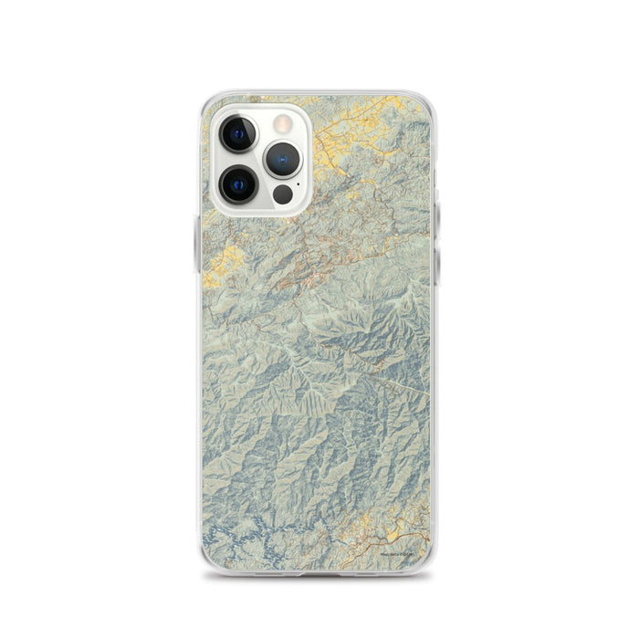 Custom Great Smoky Mountains National Park Map iPhone 12 Pro Phone Case in Woodblock