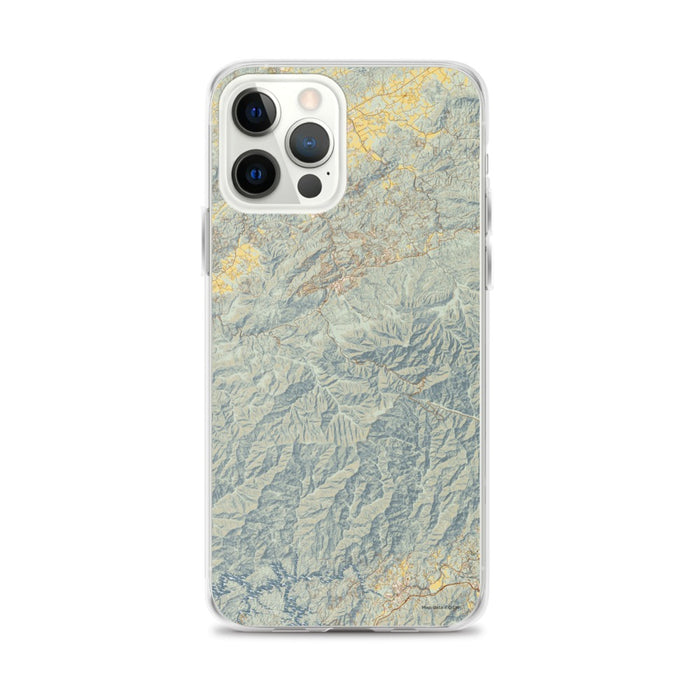 Custom Great Smoky Mountains National Park Map iPhone 12 Pro Max Phone Case in Woodblock