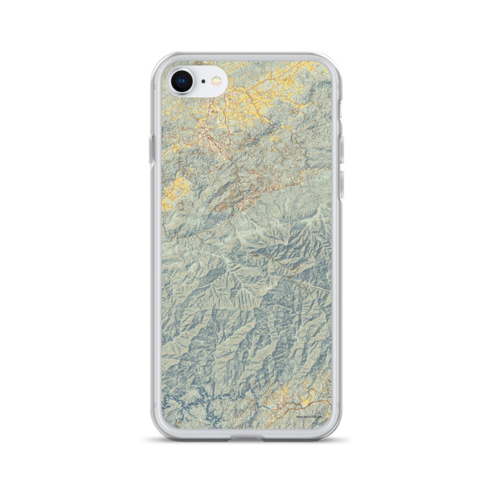 Custom Great Smoky Mountains National Park Map iPhone SE Phone Case in Woodblock