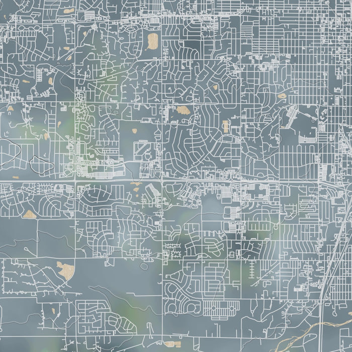 Greeley Colorado Map Print in Afternoon Style Zoomed In Close Up Showing Details