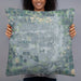 Person holding 22x22 Custom Greeley Colorado Map Throw Pillow in Afternoon