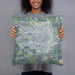 Person holding 18x18 Custom Greeley Colorado Map Throw Pillow in Afternoon