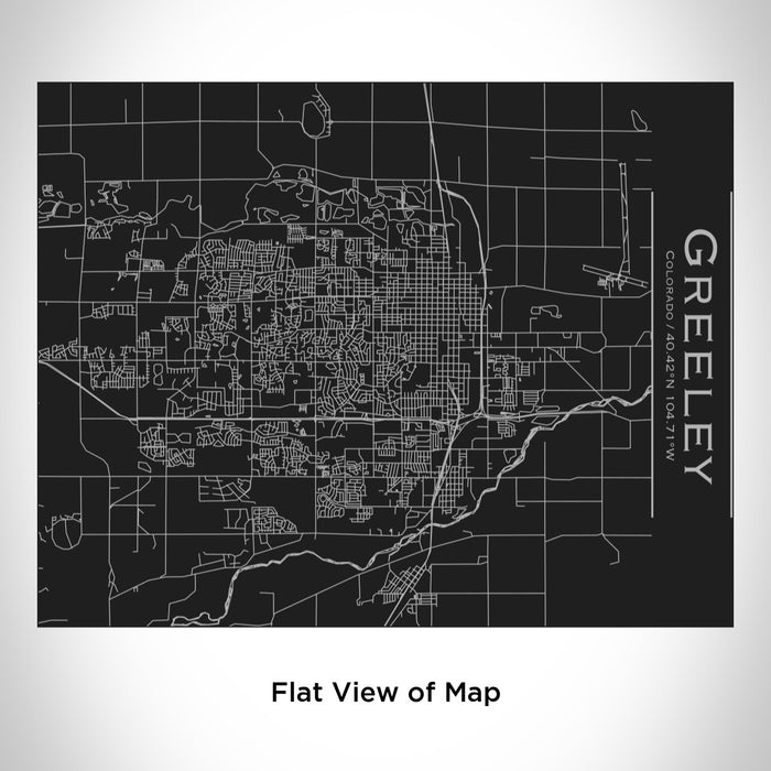 Rendered View of Greeley Colorado Map Engraving on 20oz Stainless Steel Insulated Bottle with Bamboo Top in Black