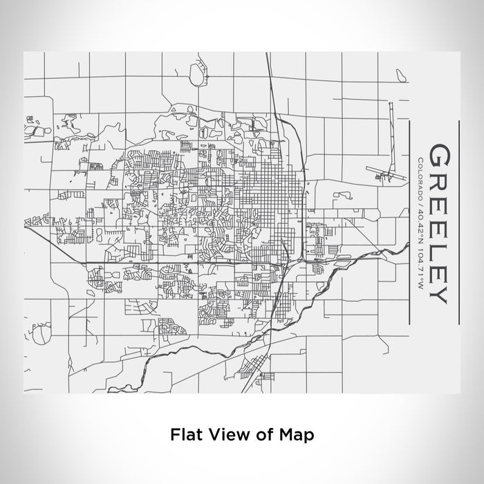 Rendered View of Greeley Colorado Map Engraving on 20oz Stainless Steel Insulated Bottle with Bamboo Top in White