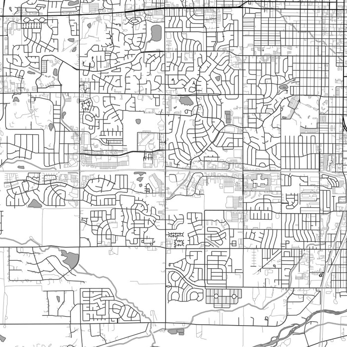 Greeley Colorado Map Print in Classic Style Zoomed In Close Up Showing Details