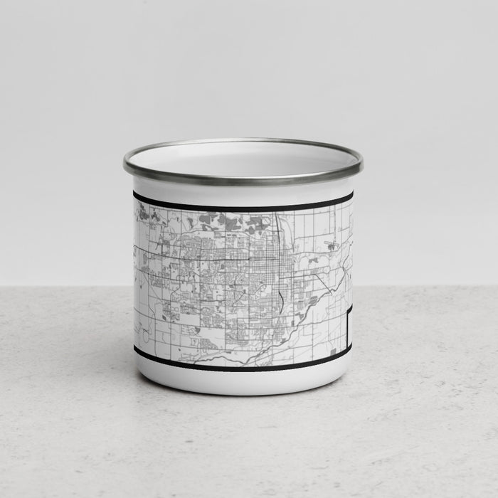 Front View Custom Greeley Colorado Map Enamel Mug in Classic
