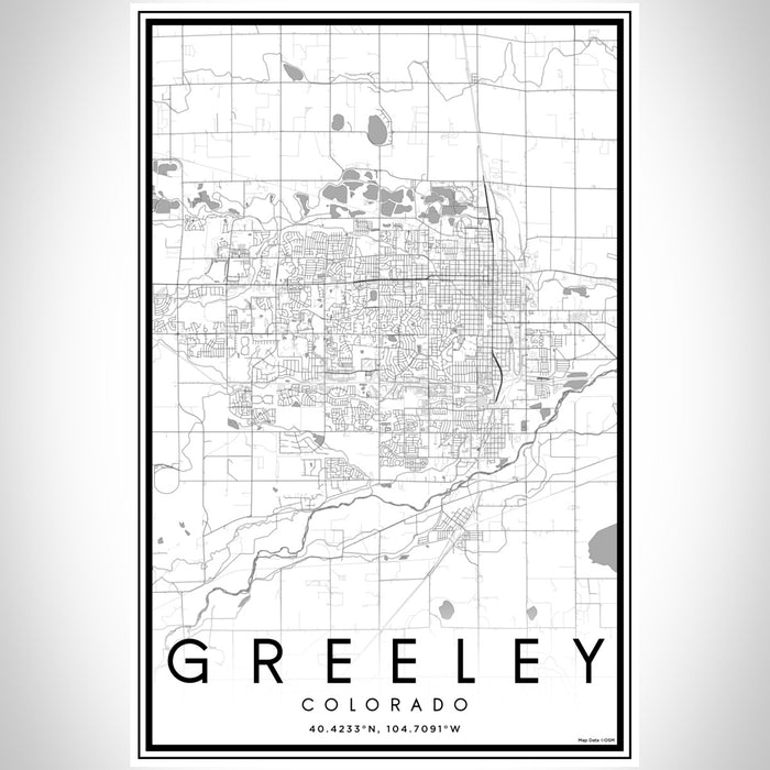 Greeley Colorado Map Print Portrait Orientation in Classic Style With Shaded Background