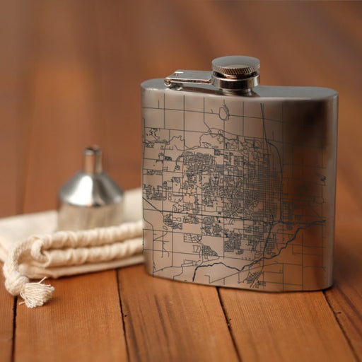 Greeley Colorado Custom Engraved City Map Inscription Coordinates on 6oz Stainless Steel Flask