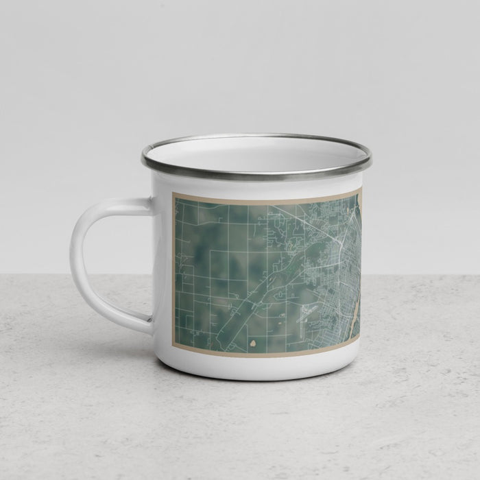Left View Custom Green Bay Wisconsin Map Enamel Mug in Afternoon