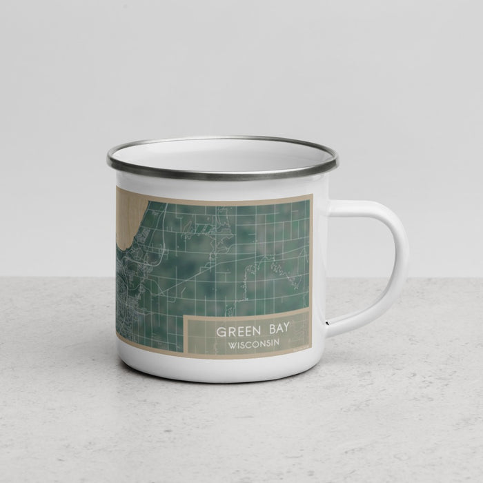 Right View Custom Green Bay Wisconsin Map Enamel Mug in Afternoon