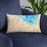 Custom Green Bay Wisconsin Map Throw Pillow in Watercolor on Blue Colored Chair