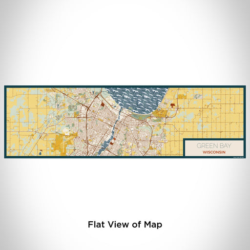 Flat View of Map Custom Green Bay Wisconsin Map Enamel Mug in Woodblock