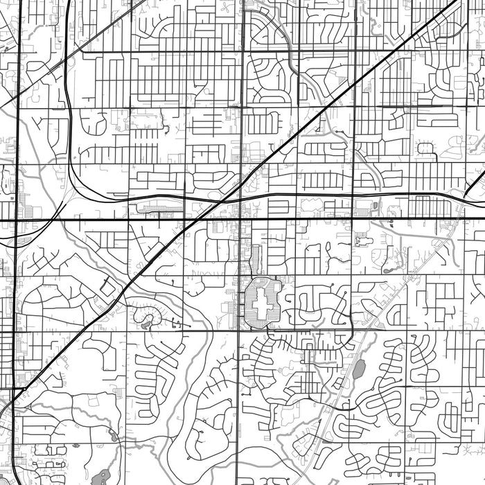 Greenfield Wisconsin Map Print in Classic Style Zoomed In Close Up Showing Details